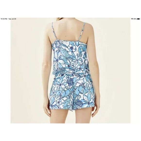 Lilly Pulitzer Deanna Romper Blue Coronado Crab - Picture 4 of 9